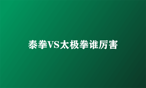 泰拳VS太极拳谁厉害