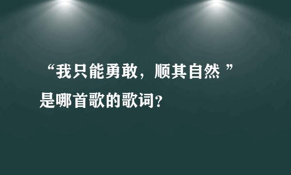 “我只能勇敢，顺其自然 ”是哪首歌的歌词？