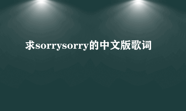 求sorrysorry的中文版歌词