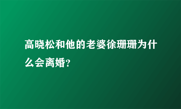 高晓松和他的老婆徐珊珊为什么会离婚？