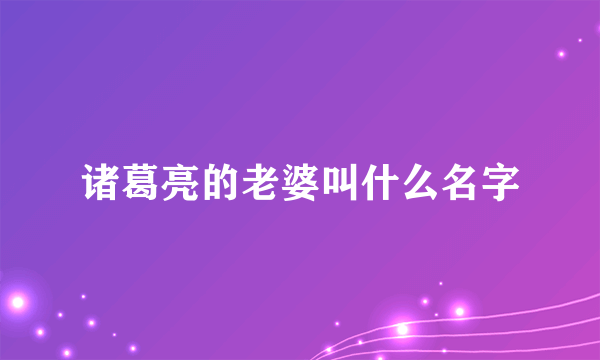 诸葛亮的老婆叫什么名字