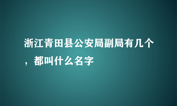 浙江青田县公安局副局有几个，都叫什么名字