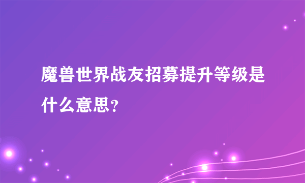 魔兽世界战友招募提升等级是什么意思？