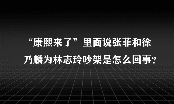 “康熙来了”里面说张菲和徐乃麟为林志玲吵架是怎么回事？