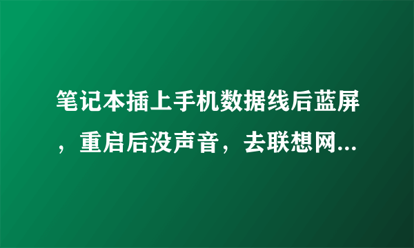 笔记本插上手机数据线后蓝屏，重启后没声音，去联想网站下载了驱动安装，却提示找不到相应设备，求解！！