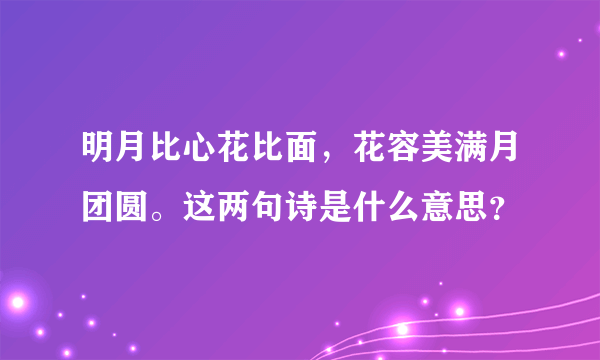 明月比心花比面，花容美满月团圆。这两句诗是什么意思？