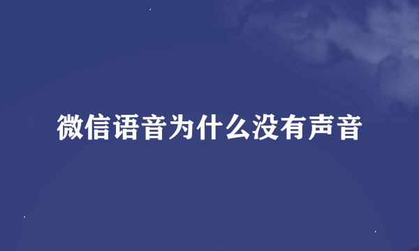 微信语音为什么没有声音