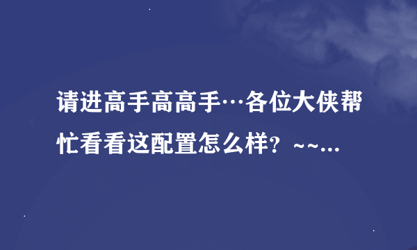 请进高手高高手…各位大侠帮忙看看这配置怎么样？~~~标题名字不是狠长～