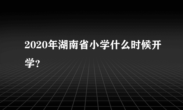 2020年湖南省小学什么时候开学？