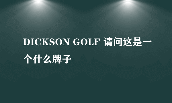 DICKSON GOLF 请问这是一个什么牌子