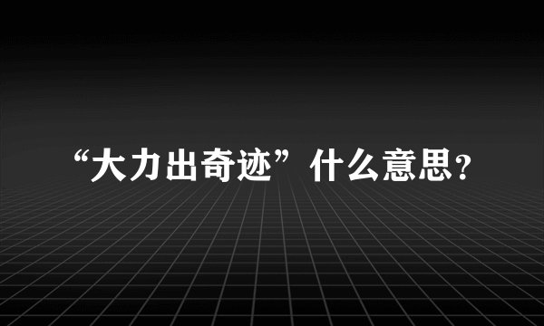 “大力出奇迹”什么意思？