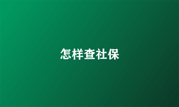 怎样查社保