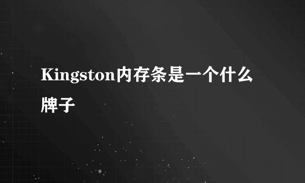 Kingston内存条是一个什么牌子