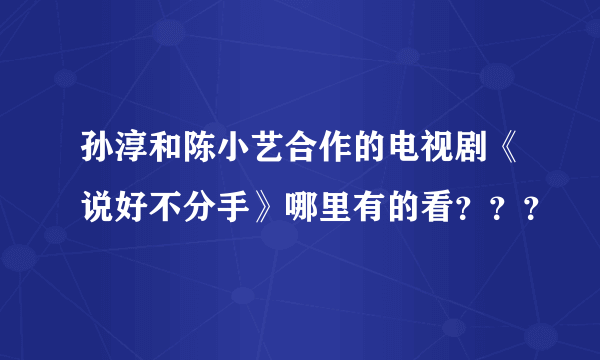 孙淳和陈小艺合作的电视剧《说好不分手》哪里有的看？？？