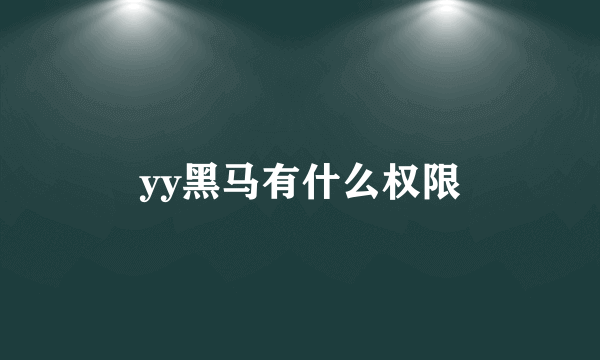 yy黑马有什么权限