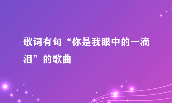 歌词有句“你是我眼中的一滴泪”的歌曲