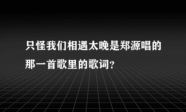 只怪我们相遇太晚是郑源唱的那一首歌里的歌词？