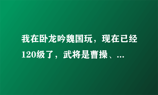 我在卧龙吟魏国玩，现在已经120级了，武将是曹操、曹仁、刘表、王异、攀氏，应该选哪些兵种？