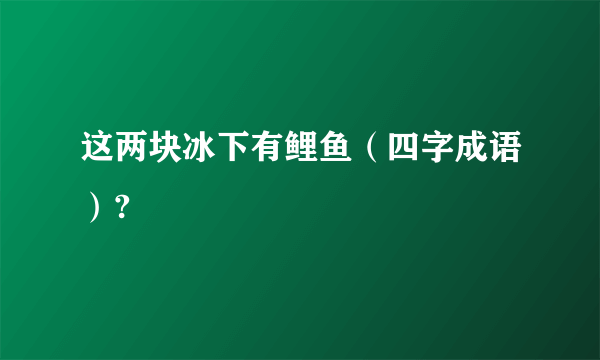 这两块冰下有鲤鱼（四字成语）?