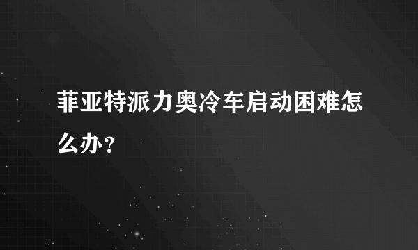 菲亚特派力奥冷车启动困难怎么办？