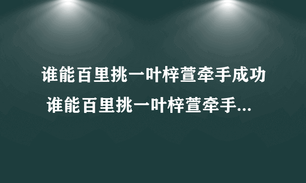 谁能百里挑一叶梓萱牵手成功 谁能百里挑一叶梓萱牵手成功视频