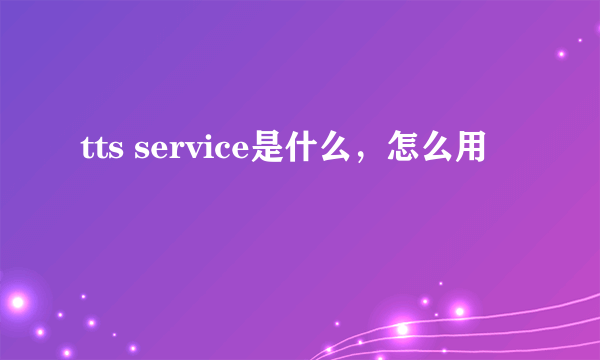 tts service是什么，怎么用