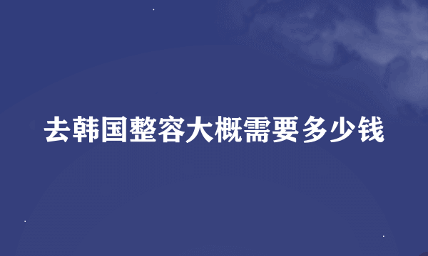 去韩国整容大概需要多少钱