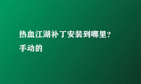 热血江湖补丁安装到哪里？ 手动的