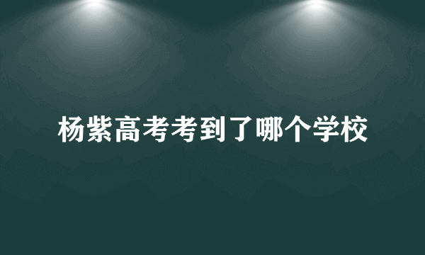 杨紫高考考到了哪个学校