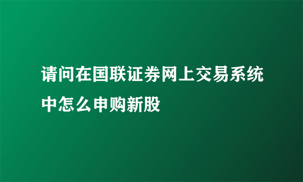 请问在国联证券网上交易系统中怎么申购新股