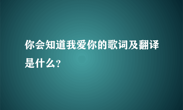 你会知道我爱你的歌词及翻译是什么？