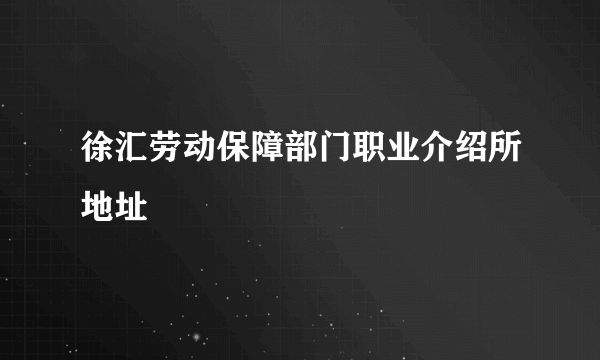 徐汇劳动保障部门职业介绍所地址