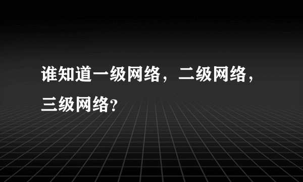 谁知道一级网络，二级网络，三级网络？