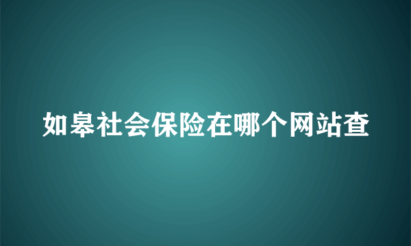 如皋社会保险在哪个网站查