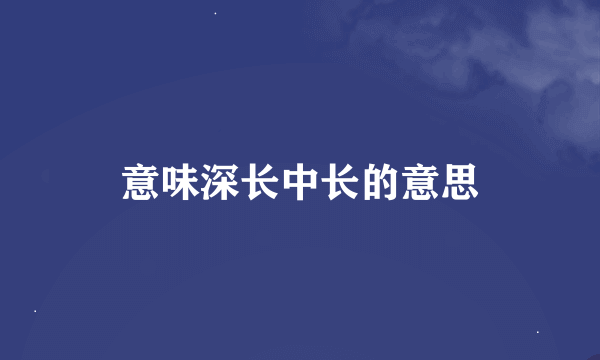 意味深长中长的意思