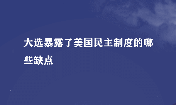 大选暴露了美国民主制度的哪些缺点