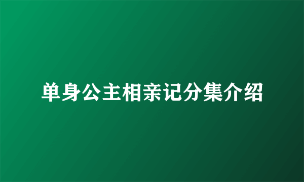 单身公主相亲记分集介绍