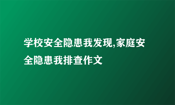 学校安全隐患我发现,家庭安全隐患我排查作文