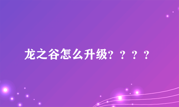 龙之谷怎么升级？？？？