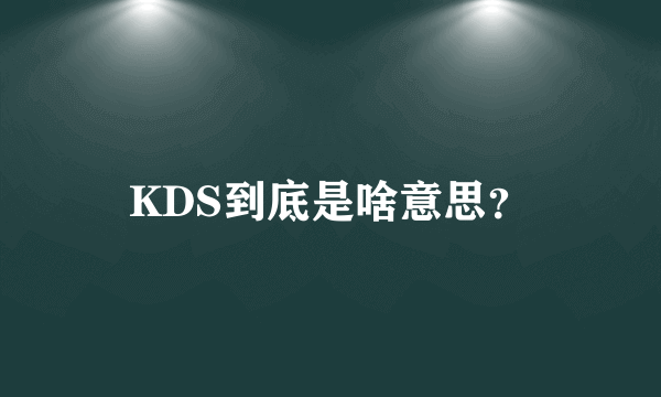 KDS到底是啥意思？