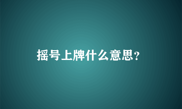 摇号上牌什么意思？