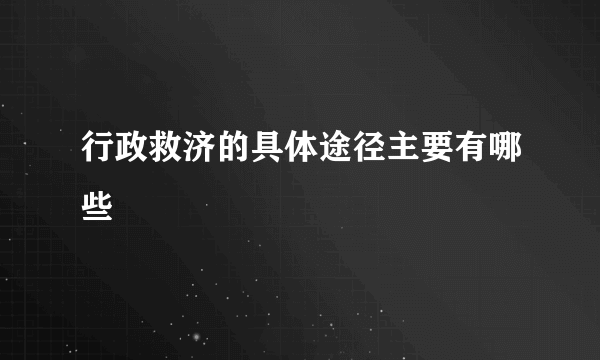 行政救济的具体途径主要有哪些