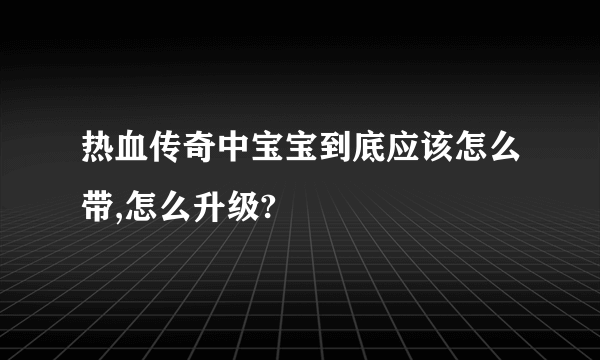 热血传奇中宝宝到底应该怎么带,怎么升级?