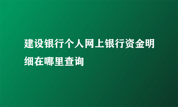 建设银行个人网上银行资金明细在哪里查询