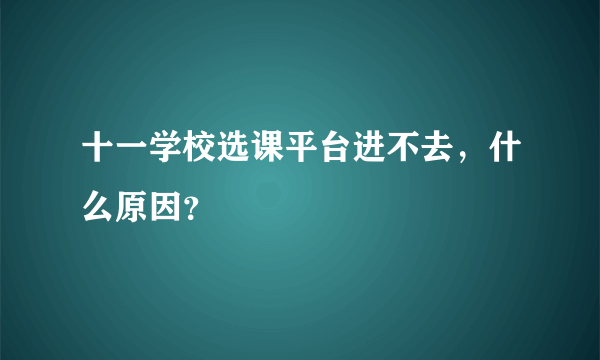 十一学校选课平台进不去，什么原因？