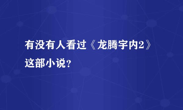 有没有人看过《龙腾宇内2》这部小说？