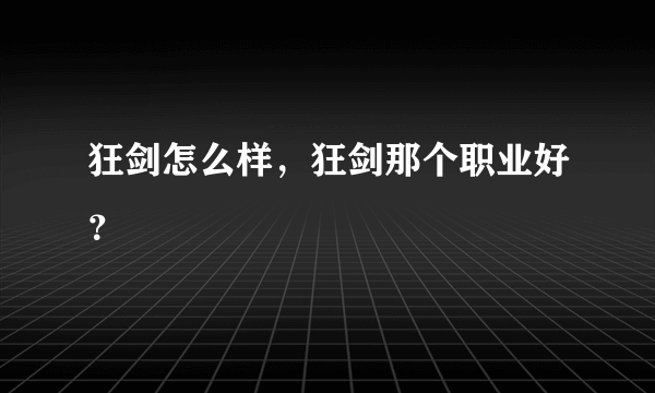 狂剑怎么样，狂剑那个职业好？