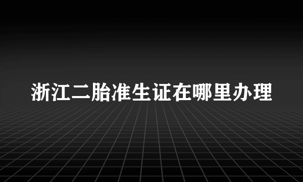 浙江二胎准生证在哪里办理