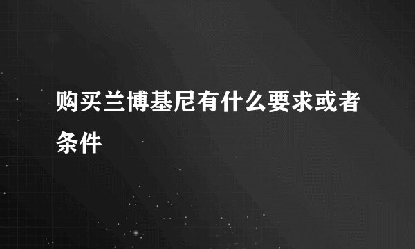 购买兰博基尼有什么要求或者条件