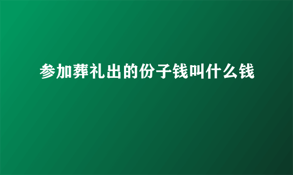 参加葬礼出的份子钱叫什么钱